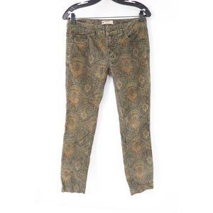 Free people pants Womens 26 31x28 corduroy casual cotton blend printed pockets